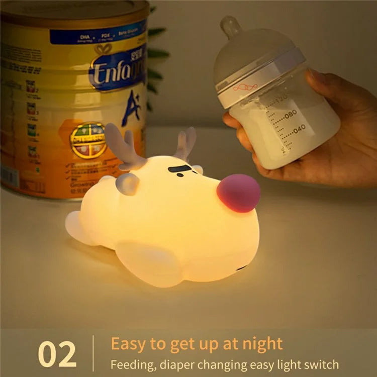 Reindeer Night Light Nursery Silicone Night Lamp Table Decorations
