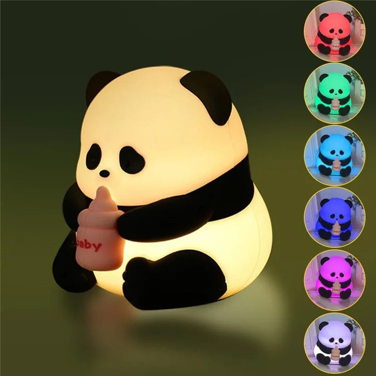 Panda Night Light Dimmable Led Lamp Rechargeable Bedside Touch Silicone Colorful Night Light