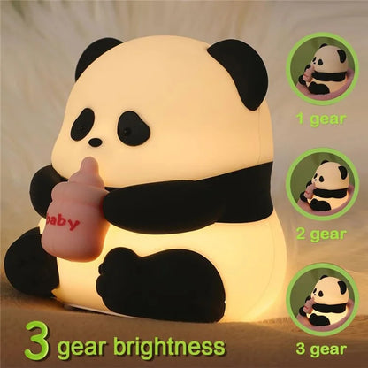 Panda Night Light Dimmable Led Lamp Rechargeable Bedside Touch Silicone Colorful Night Light