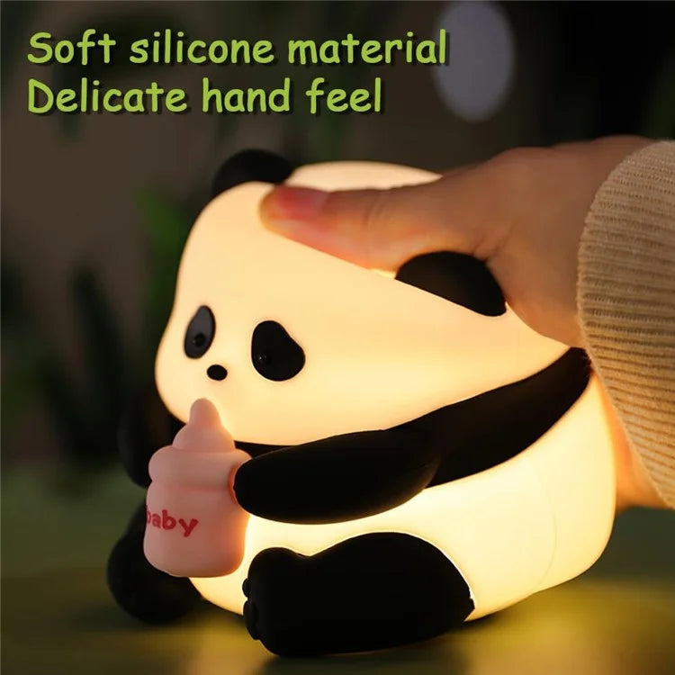 Panda Night Light Dimmable Led Lamp Rechargeable Bedside Touch Silicone Colorful Night Light