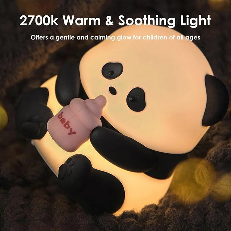 Panda Night Light Dimmable Led Lamp Rechargeable Bedside Touch Silicone Colorful Night Light