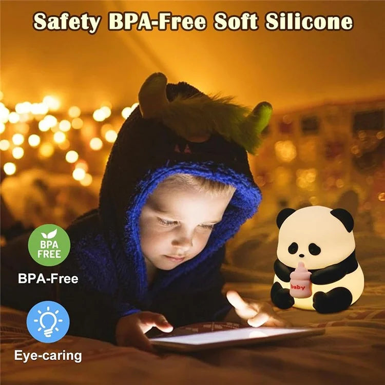 Panda Night Light Dimmable Led Lamp Rechargeable Bedside Touch Silicone Colorful Night Light