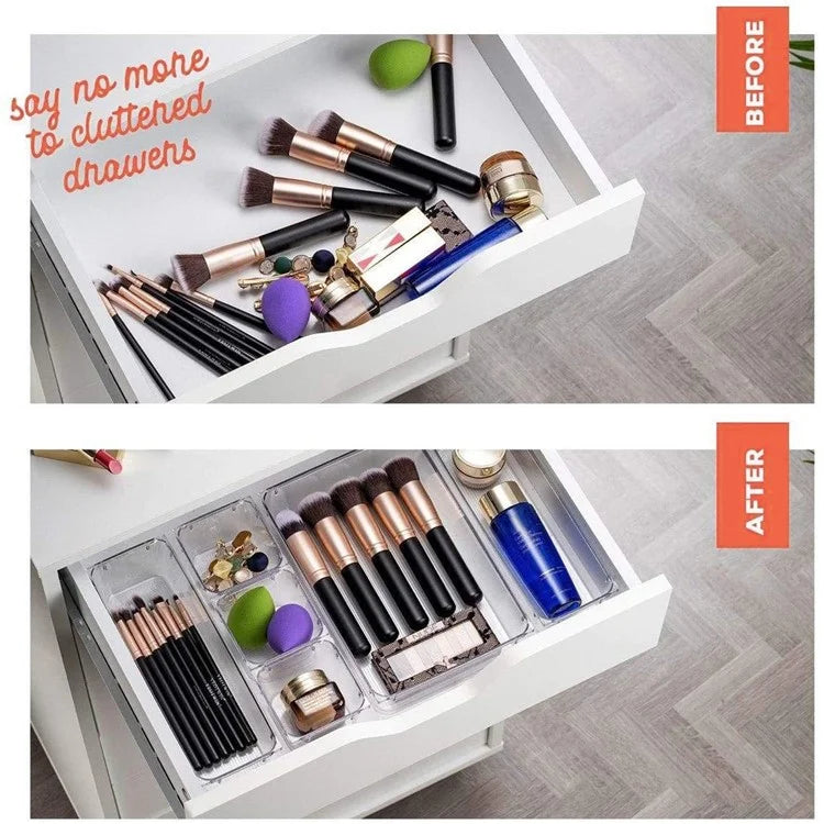 25Pcs / Set Non-Slip Transparent PET Storage Box for Drawers Jewelry Makeup Organizer Container