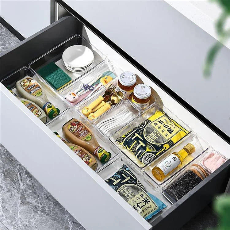 25Pcs / Set Non-Slip Transparent PET Storage Box for Drawers Jewelry Makeup Organizer Container