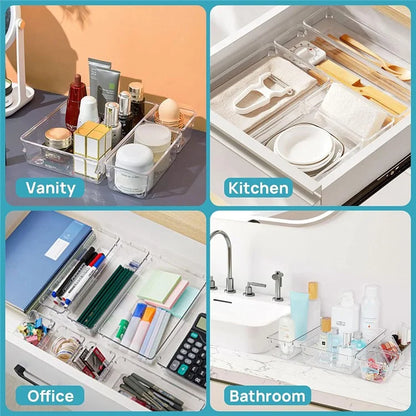 16Pcs / Set Non-Slip Transparent PET Storage Box for Drawers Jewelry Makeup Organizer Container