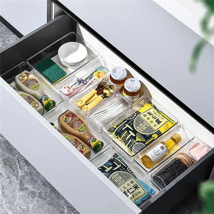 16Pcs / Set Non-Slip Transparent PET Storage Box for Drawers Jewelry Makeup Organizer Container