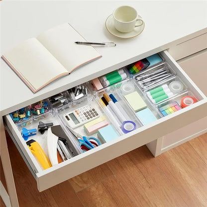 10Pcs / Set Non-Slip Transparent PET Storage Box for Drawers Jewelry Makeup Organizer Container