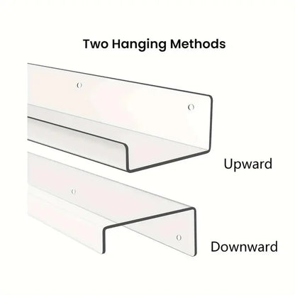 40x10x4cm Transparent Acrylic U-Shaped Display Storage Rack Punch-Free Bathroom Wall Storage Shelf