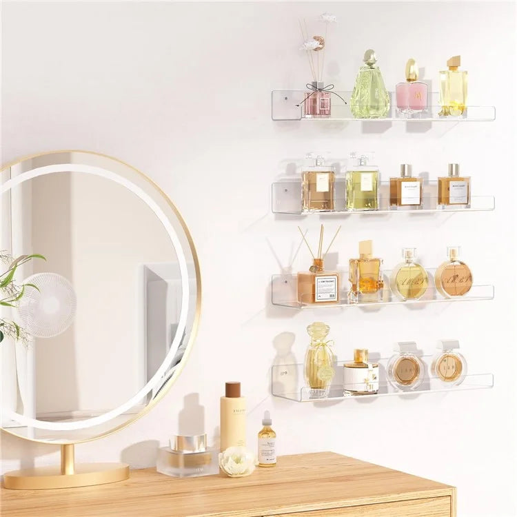 40x10x4cm Transparent Acrylic U-Shaped Display Storage Rack Punch-Free Bathroom Wall Storage Shelf