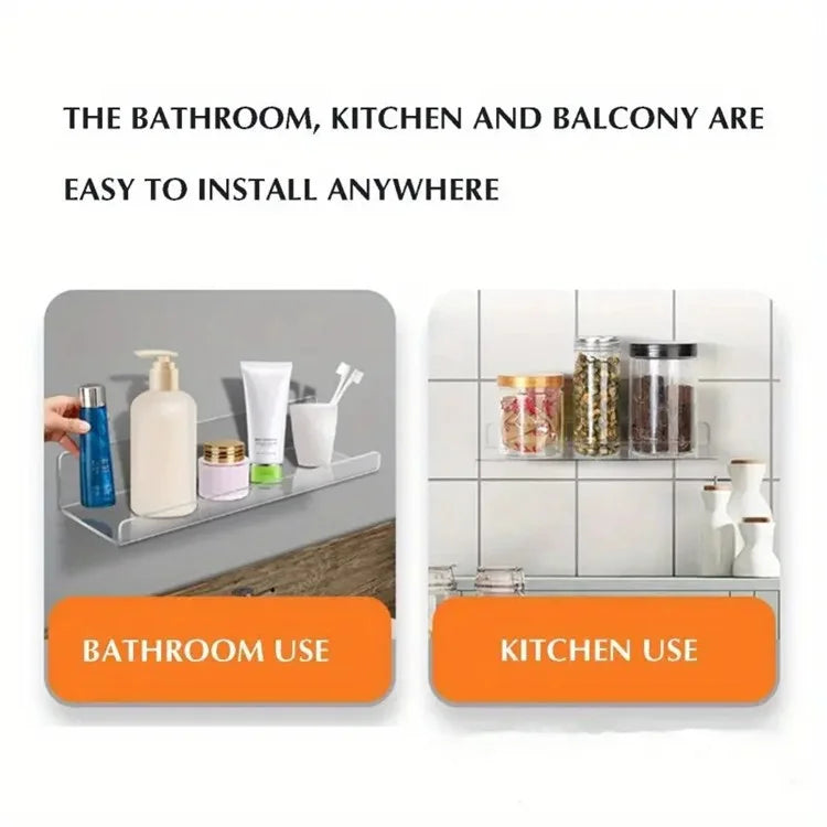 30x10x4cm Transparent Acrylic U-Shaped Display Storage Rack Punch-Free Bathroom Wall Storage Shelf