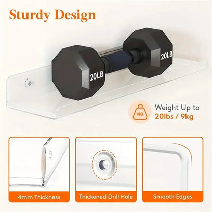 20x10x4cm Transparent Acrylic U-Shaped Display Storage Rack Punch-Free Bathroom Wall Storage Shelf