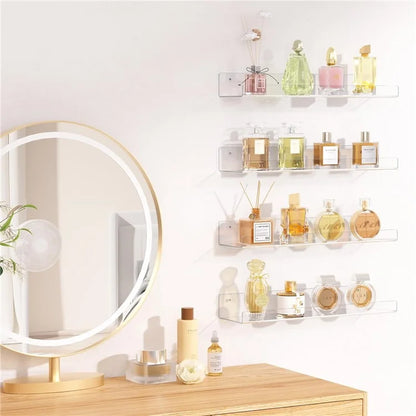 20x10x4cm Transparent Acrylic U-Shaped Display Storage Rack Punch-Free Bathroom Wall Storage Shelf