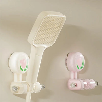 Tulip Shape Suction Cup Shower Head Holder Drill Free Wall Mount Shower Head Support