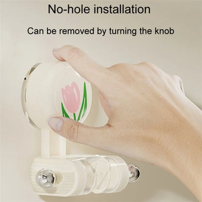 Tulip Shape Suction Cup Shower Head Holder Drill Free Wall Mount Shower Head Support