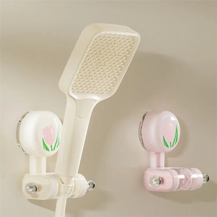 Tulip Shape Suction Cup Shower Head Holder Drill Free Wall Mount Shower Head Support