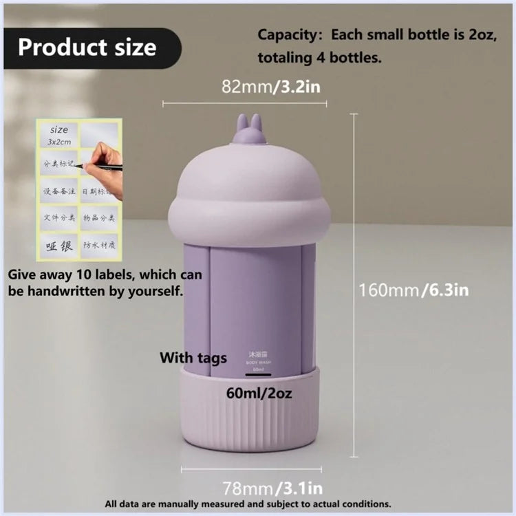 4-in-1 Travel Refillable Bottle Set Portable Squeezed Empty Lotion Shampoo Container