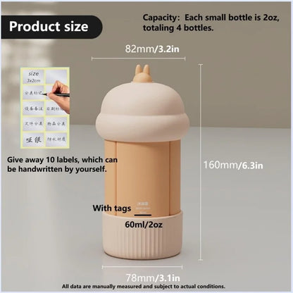 4-in-1 Travel Refillable Bottle Set Portable Squeezed Empty Lotion Shampoo Container