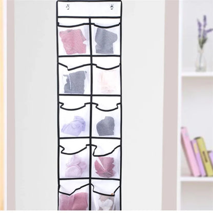 12 Pockets Over Door Shoes Organizer Non-Woven Transparent PVC Shoes Hanging Storage Bag