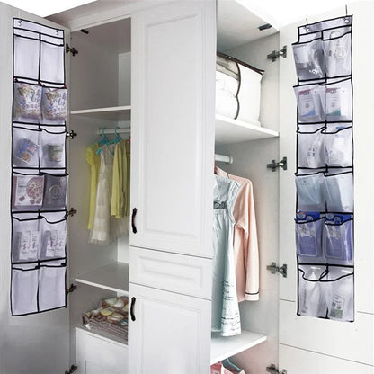 12 Pockets Over Door Shoes Organizer Non-Woven Transparent PVC Shoes Hanging Storage Bag