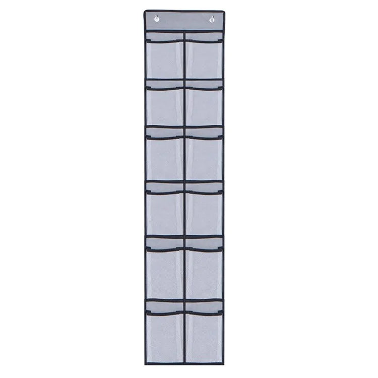 12 Pockets Over Door Shoes Organizer Non-Woven Transparent PVC Shoes Hanging Storage Bag