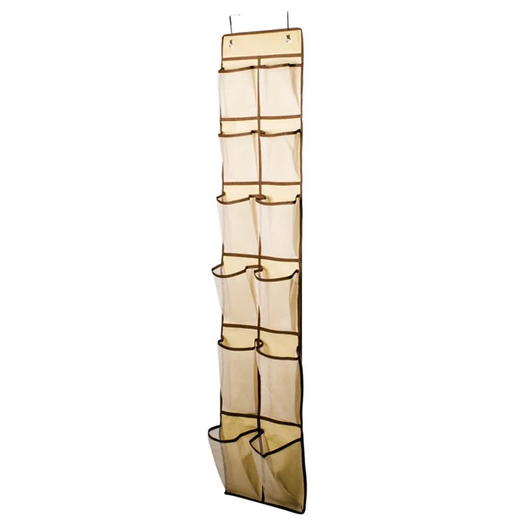 12 Pockets Over Door Shoes Organizer Non-Woven Transparent PVC Shoes Hanging Storage Bag