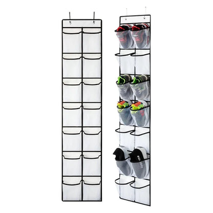 14 Pockets Non-Woven Shoes Hanging Organizer Transparent PVC Shoes Storage Bag