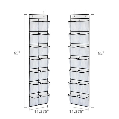 14 Pockets Non-Woven Shoes Hanging Organizer Transparent PVC Shoes Storage Bag