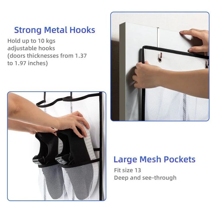 14 Pockets Non-Woven Shoes Hanging Organizer Transparent PVC Shoes Storage Bag