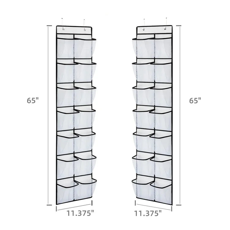 14 Pockets Non-Woven Shoes Hanging Organizer Transparent PVC Shoes Storage Bag