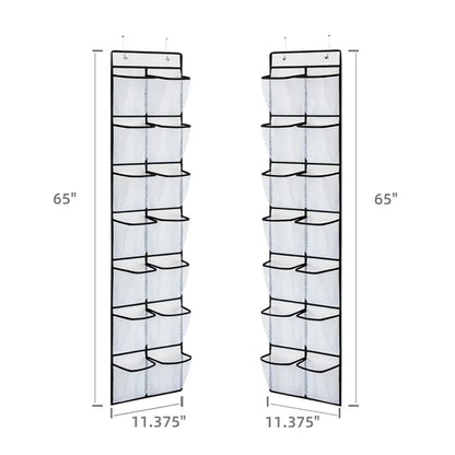 14 Pockets Non-Woven Shoes Hanging Organizer Transparent PVC Shoes Storage Bag