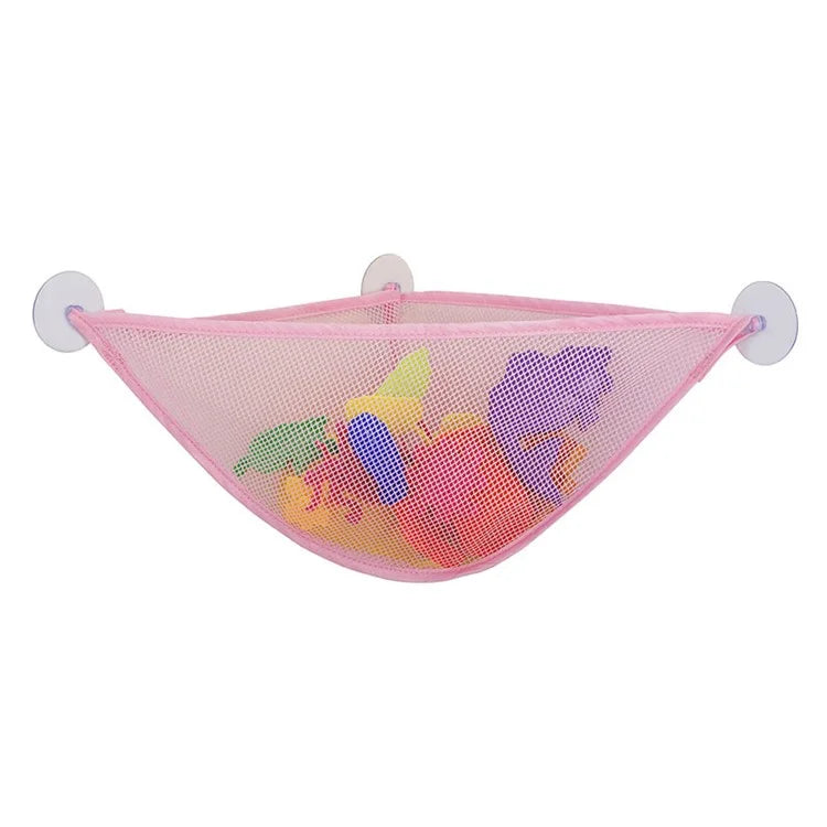 Non-woven Fabric Bath Toy Organizer with Suction Cups Wall Corner Shower Triangle Net Bag