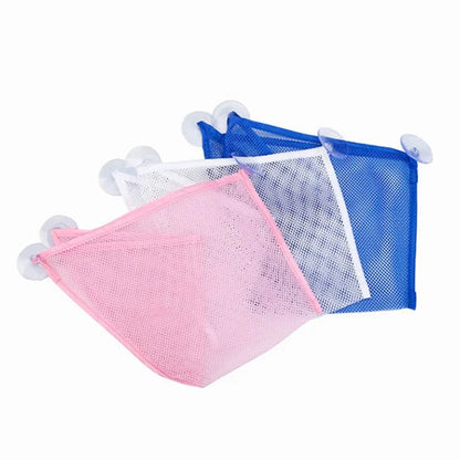 Non-woven Fabric Bath Toy Organizer with Suction Cups Wall Corner Shower Triangle Net Bag