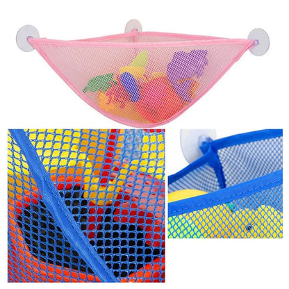 Non-woven Fabric Bath Toy Organizer with Suction Cups Wall Corner Shower Triangle Net Bag