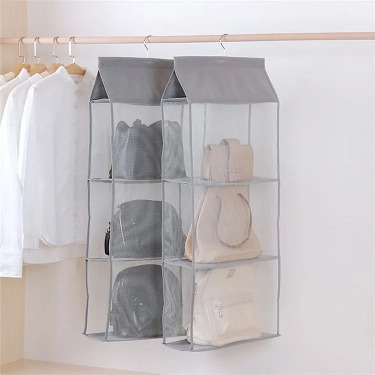 3 Layer Handbag Hanging Organizer Space Saving Non-woven Fabric Storage Bag