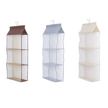 3 Layer Handbag Hanging Organizer Space Saving Non-woven Fabric Storage Bag
