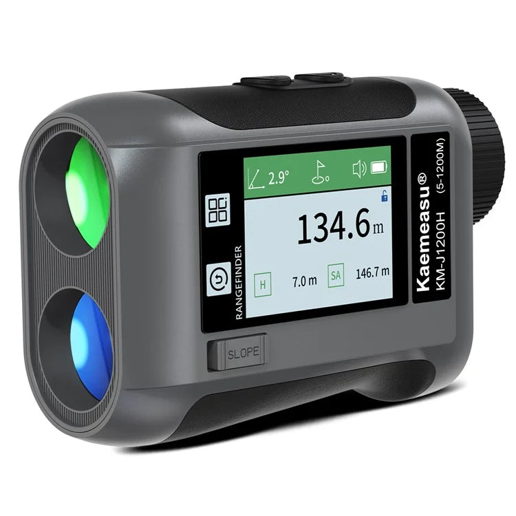 KAEMEASU KM-J1200H 5-1200m Golf Rangefinder Laser Golfing Range Finder with Voice Function, LCD Touch Screen