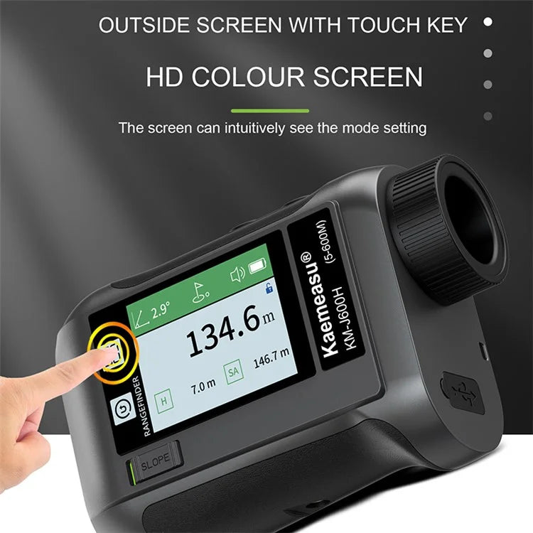 KAEMEASU KM-J1200H 5-1200m Golf Rangefinder Laser Golfing Range Finder with Voice Function, LCD Touch Screen