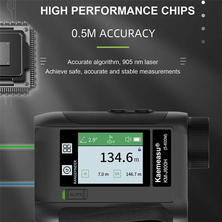 KAEMEASU KM-J1200H 5-1200m Golf Rangefinder Laser Golfing Range Finder with Voice Function, LCD Touch Screen