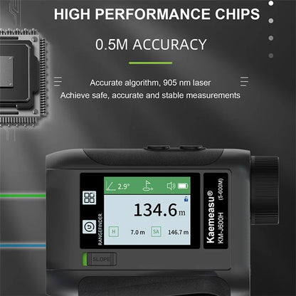KAEMEASU KM-J1200H 5-1200m Golf Rangefinder Laser Golfing Range Finder with Voice Function, LCD Touch Screen