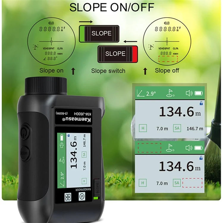 KAEMEASU KM-J1200H 5-1200m Golf Rangefinder Laser Golfing Range Finder with Voice Function, LCD Touch Screen