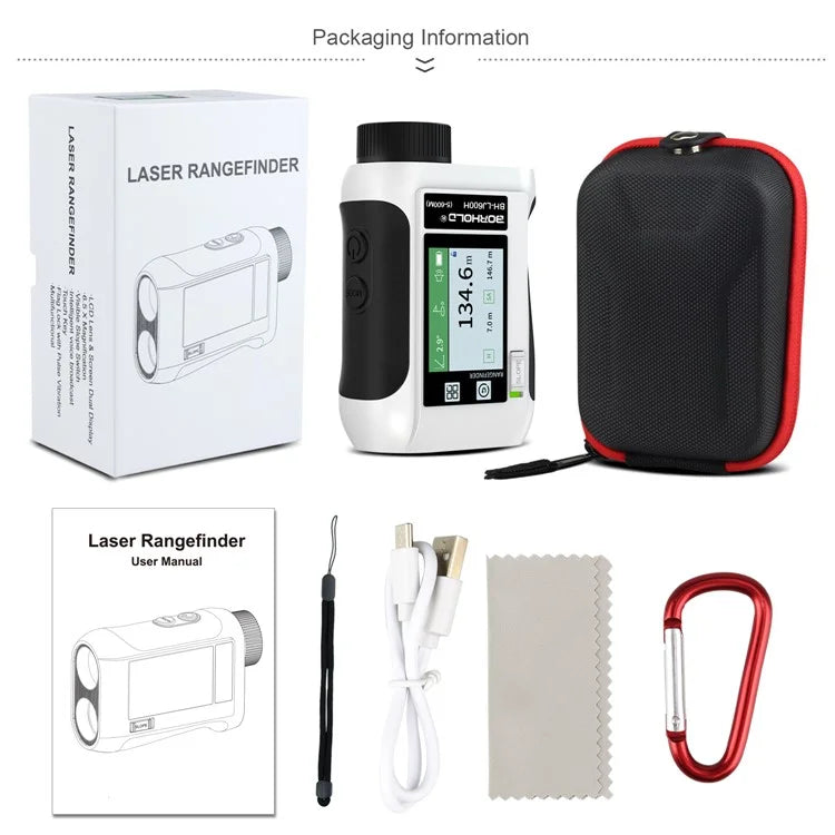 KAEMEASU KM-J1200H 5-1200m Golf Rangefinder Laser Golfing Range Finder with Voice Function, LCD Touch Screen