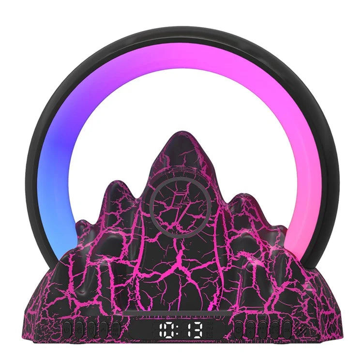 Tuya Smart Flame Mountain Shaped Ambient Light with 15W Wireless Charging, Bluetooth Speaker