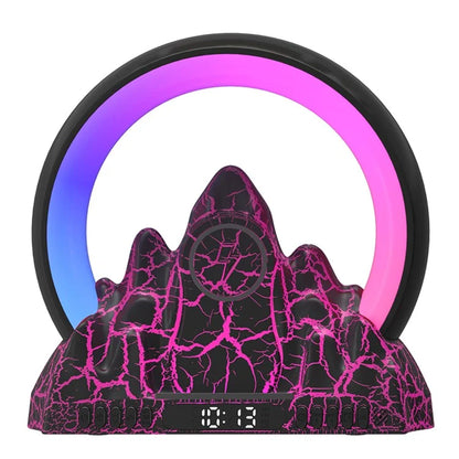 Tuya Smart Flame Mountain Shaped Ambient Light with 15W Wireless Charging, Bluetooth Speaker