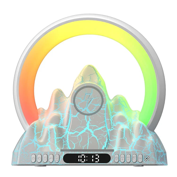 Tuya Smart Flame Mountain Shaped Ambient Light with 15W Wireless Charging, Bluetooth Speaker