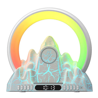 Tuya Smart Flame Mountain Shaped Ambient Light with 15W Wireless Charging, Bluetooth Speaker