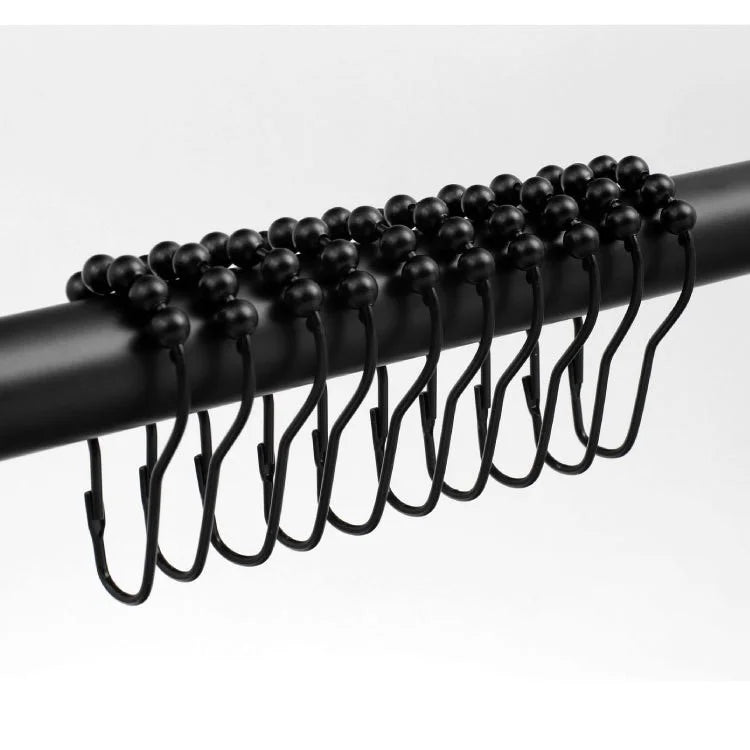 50Pcs 5-Beads Gourd Shaped Ring Stainless Steel Roller Ball Shower Curtain Hook