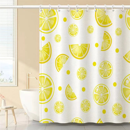 150x180cm Polyester Shower Curtains 3D Fruit Pattern Washable Bath Curtain with 12 Hooks