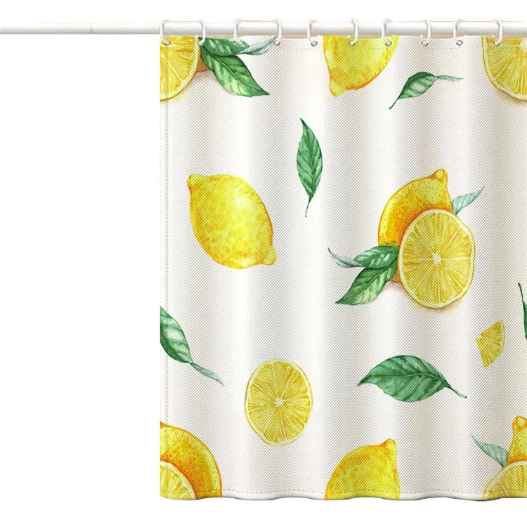 150x180cm Polyester Shower Curtains 3D Fruit Pattern Washable Bath Curtain with 12 Hooks