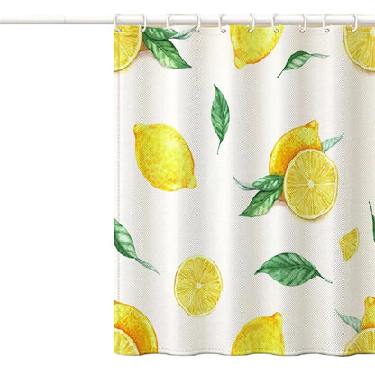 150x180cm Polyester Shower Curtains 3D Fruit Pattern Washable Bath Curtain with 12 Hooks