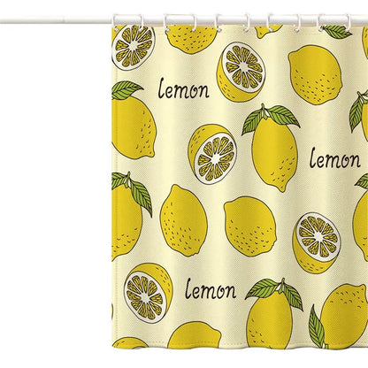 150x180cm Polyester Shower Curtains 3D Fruit Pattern Washable Bath Curtain with 12 Hooks